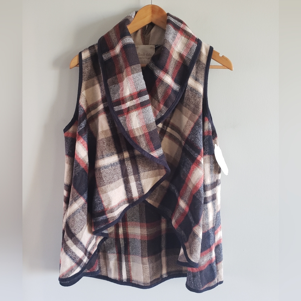 ALTAR'D STATE Plaid Open Waterfall Sweater Vest S
